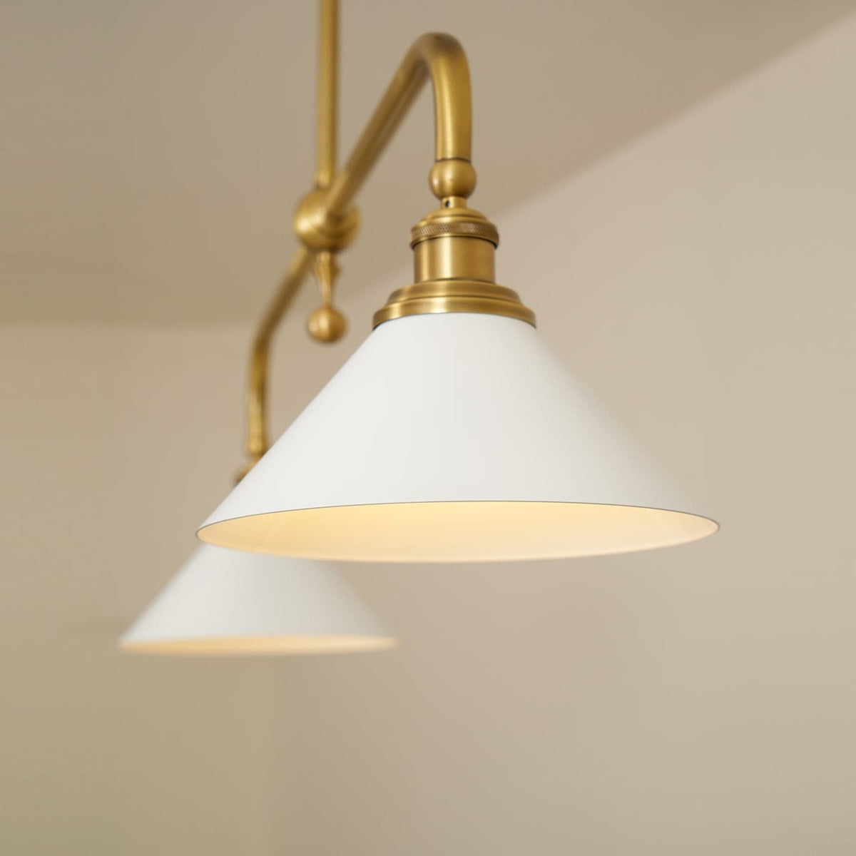 Modern Brass Ceramic Shades Pendant Light 2-Light