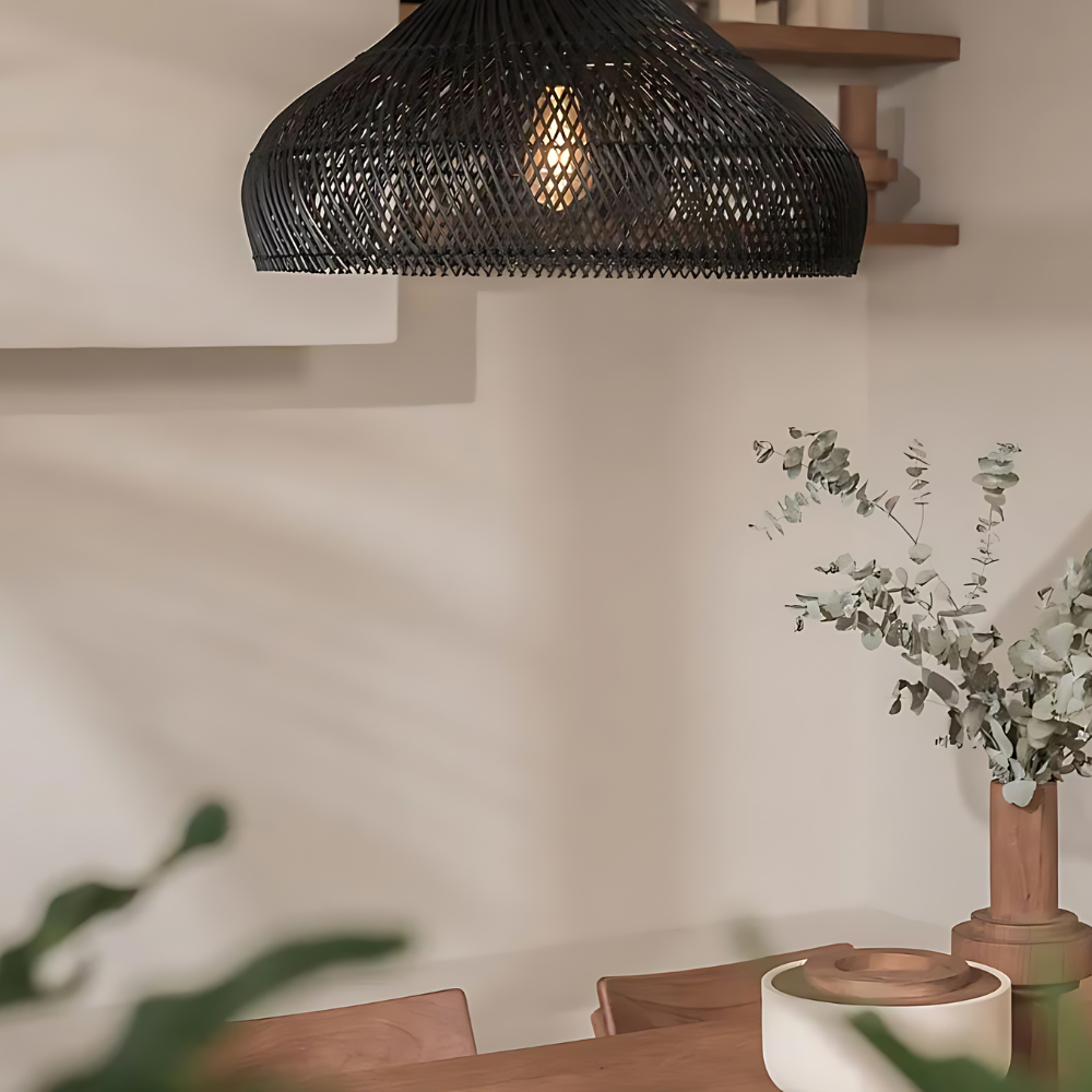 Bohemian Rattan Woven Dome Pendant Light 1-Light