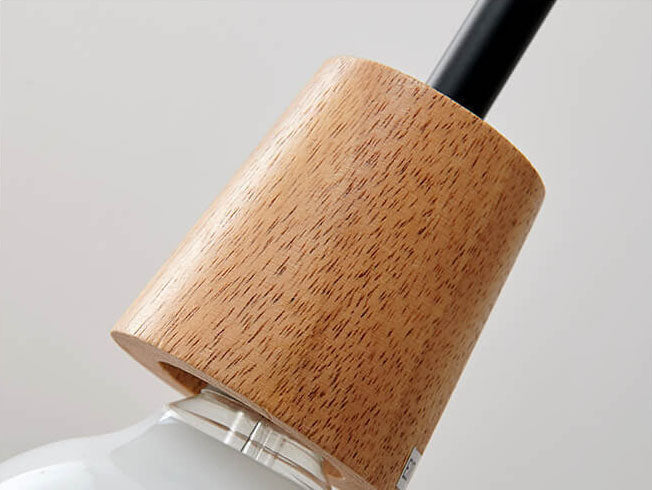Nordic Rippled Glass and Wood LED Pendant Light | 1-Light