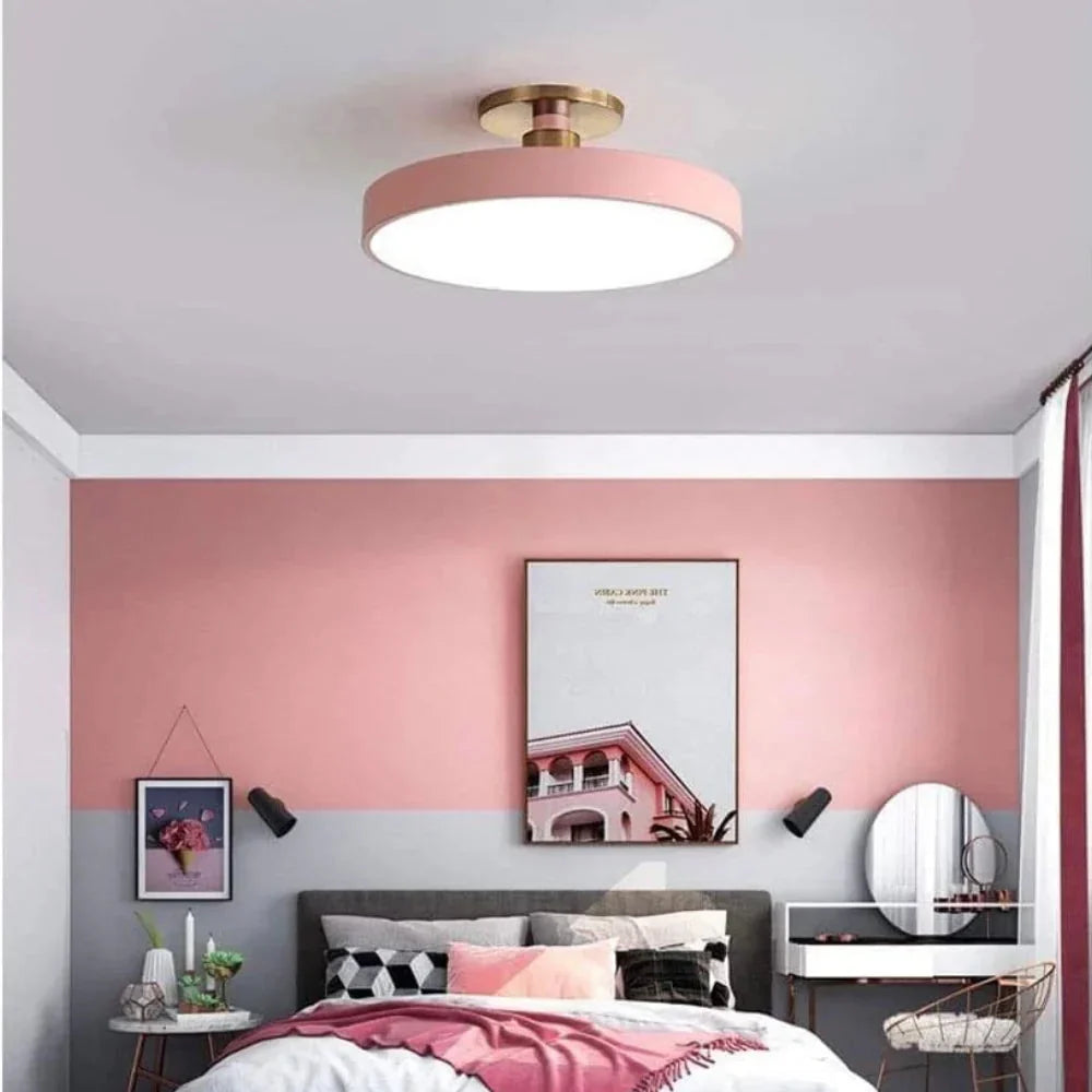Contemporary Brass Round LED Ceiling Light 1-Light