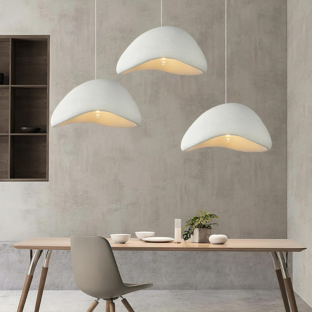 Japandi Polystyrene Textured Shade Pendant Light 1-Light