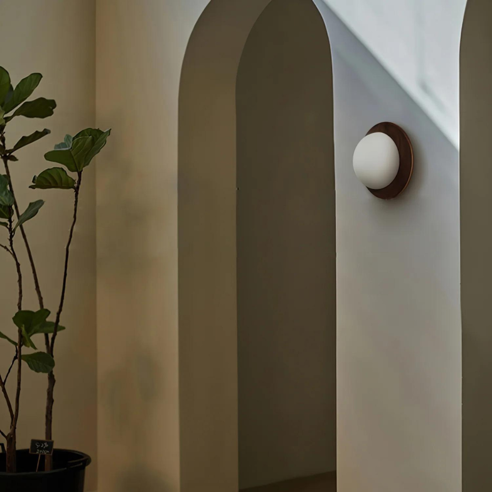 Nordic Wood Globe Shade Wall Light 1-Light