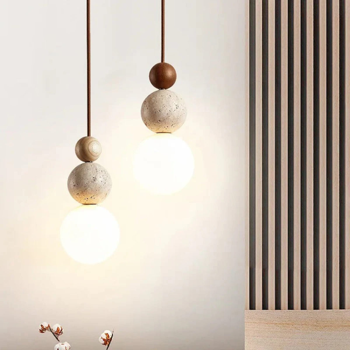 Minimalist Travertine Pendant Light 1-Light