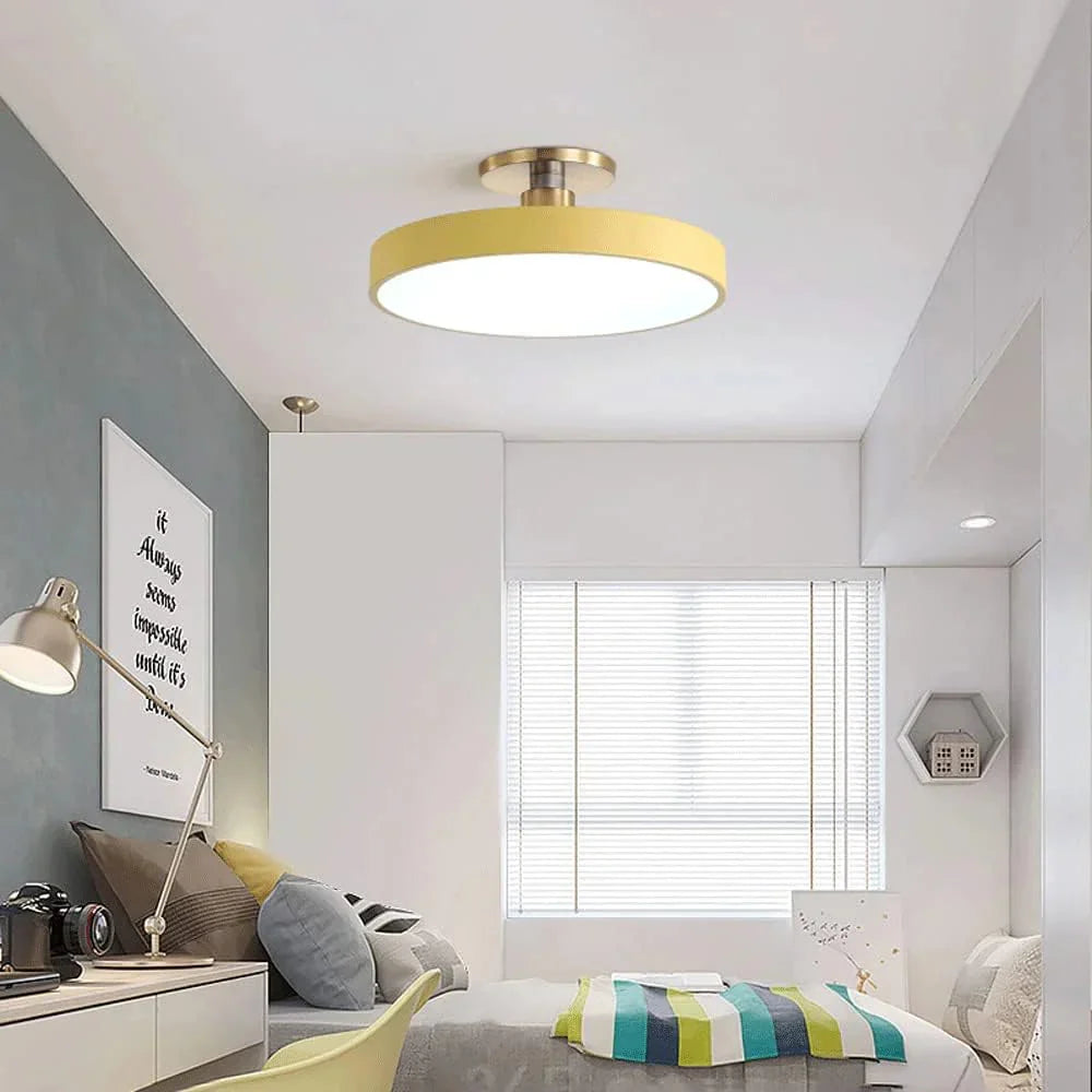 Contemporary Brass Round LED Ceiling Light 1-Light