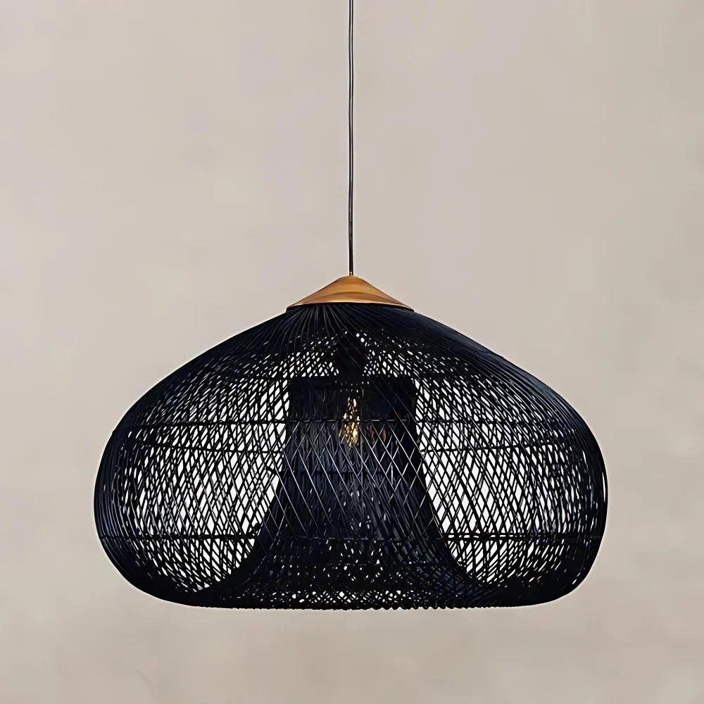 Contemporary Rattan Woven Dome Pendant Light 1-Light