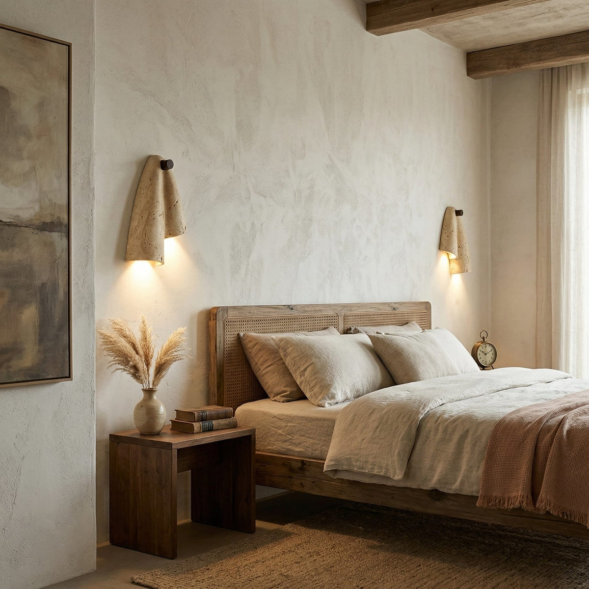 Modern Travertine Wall Light 2-Light