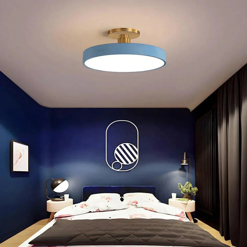 Contemporary Brass Round LED Ceiling Light 1-Light