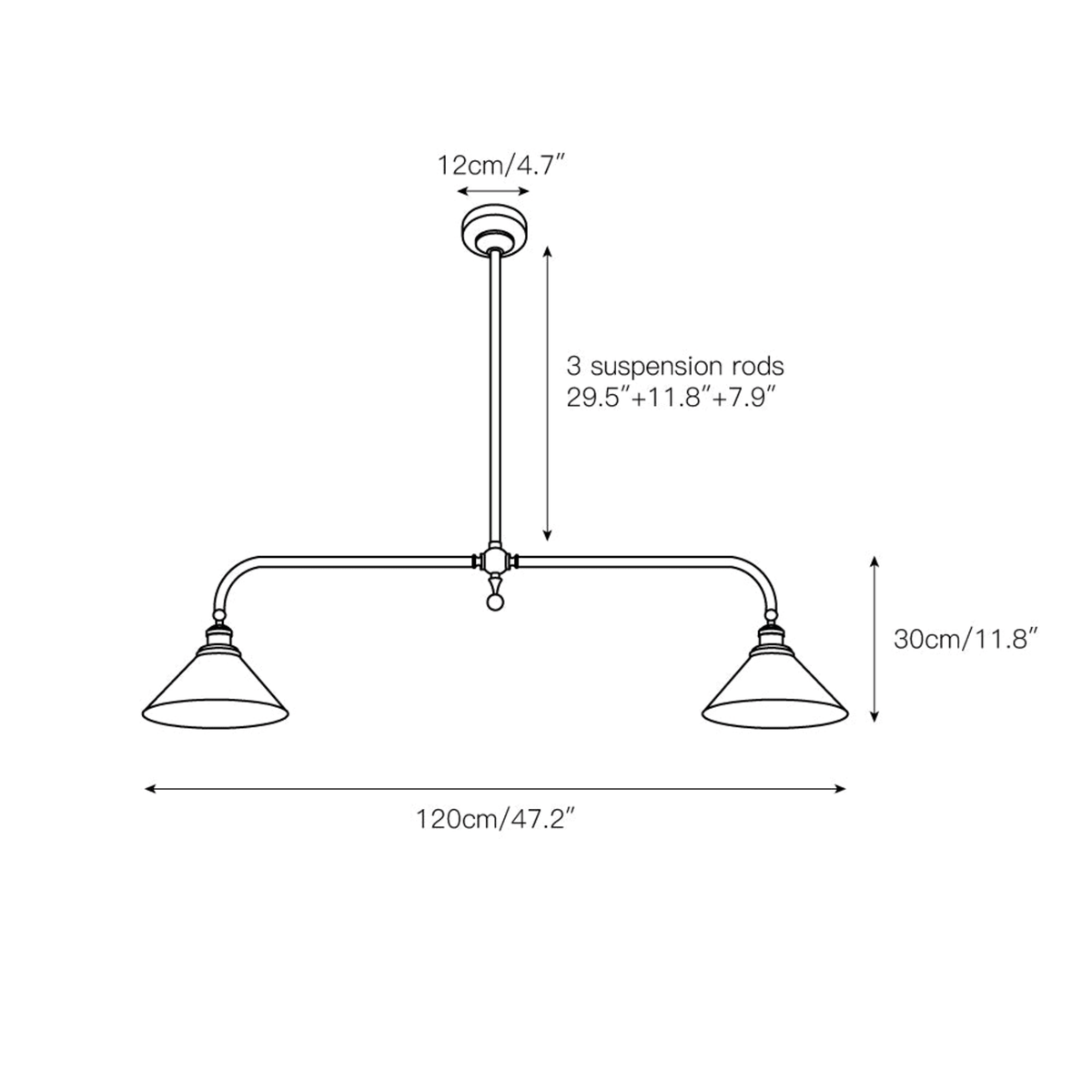 Modern Brass Ceramic Shades Pendant Light 2-Light