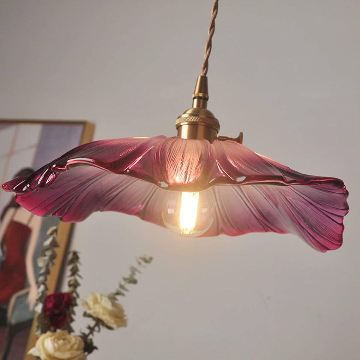 Retro Glass Fluted Shade Pendant Light 1-Light