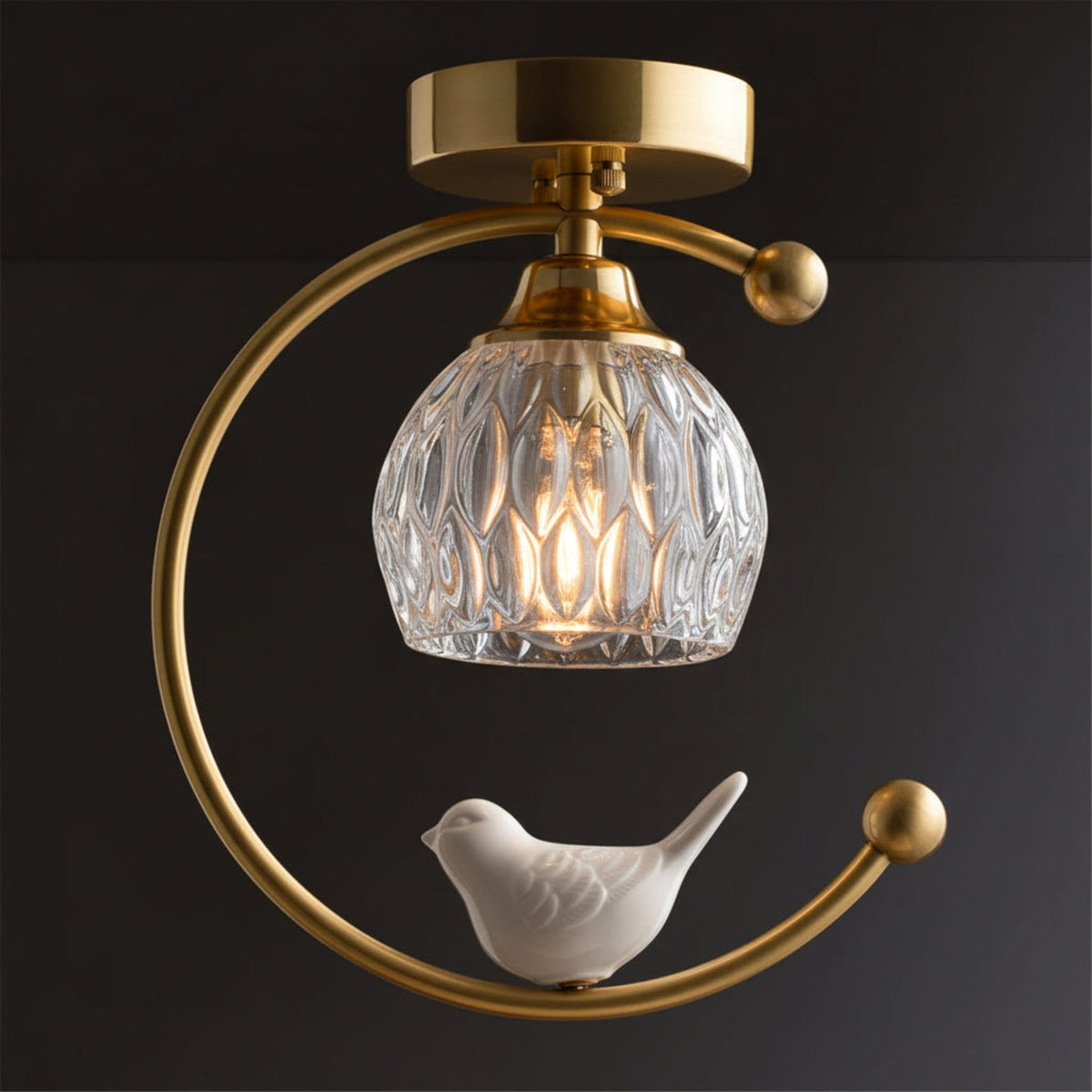 Modern Brass Solid Flush Ceiling Light 1-Light