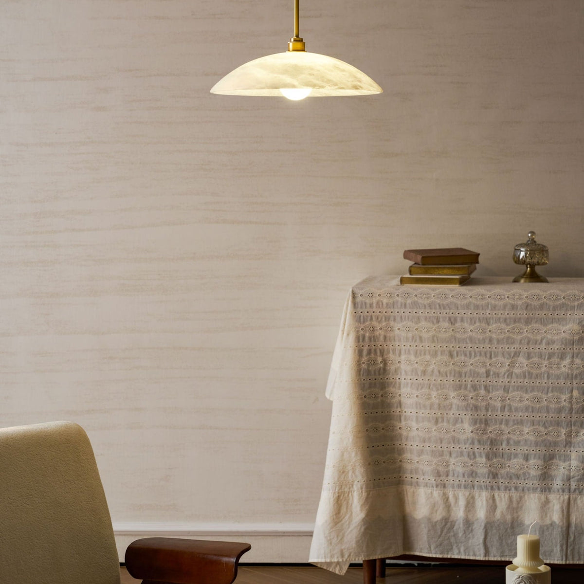 Modern Marble Copper Pendant Light 1-Light
