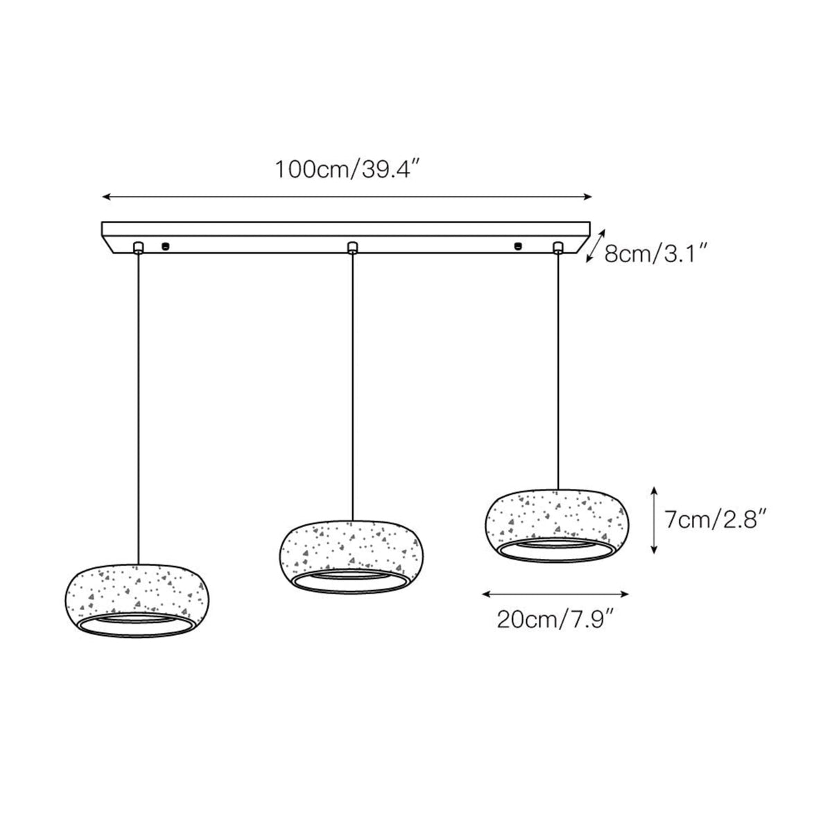 Modern Travertine Dimmable Remote Pendant Light