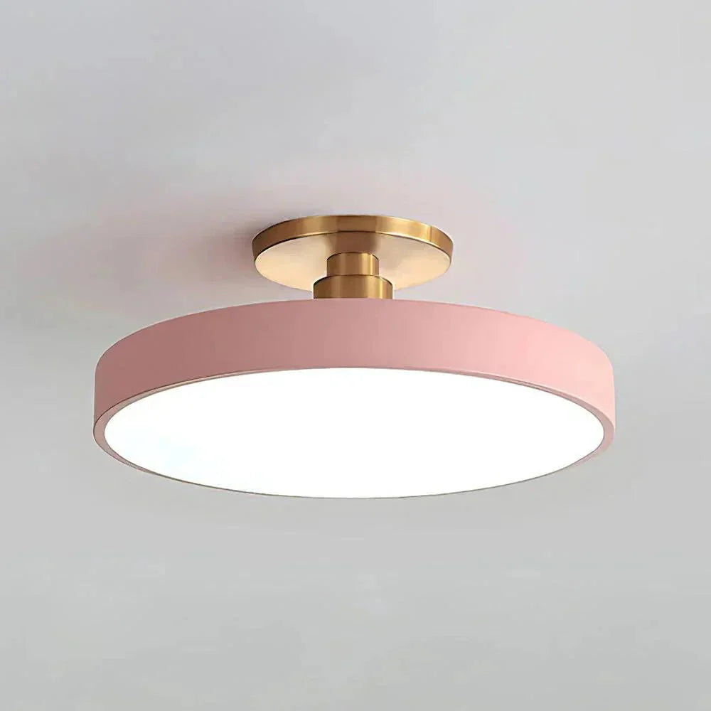 Contemporary Brass Round LED Ceiling Light 1-Light