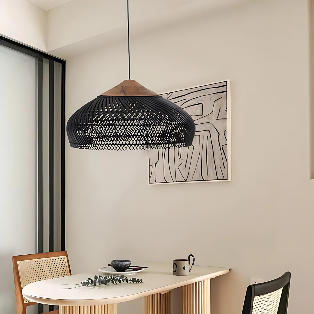 Bohemian Rattan Woven Dome Pendant Light 1-Light