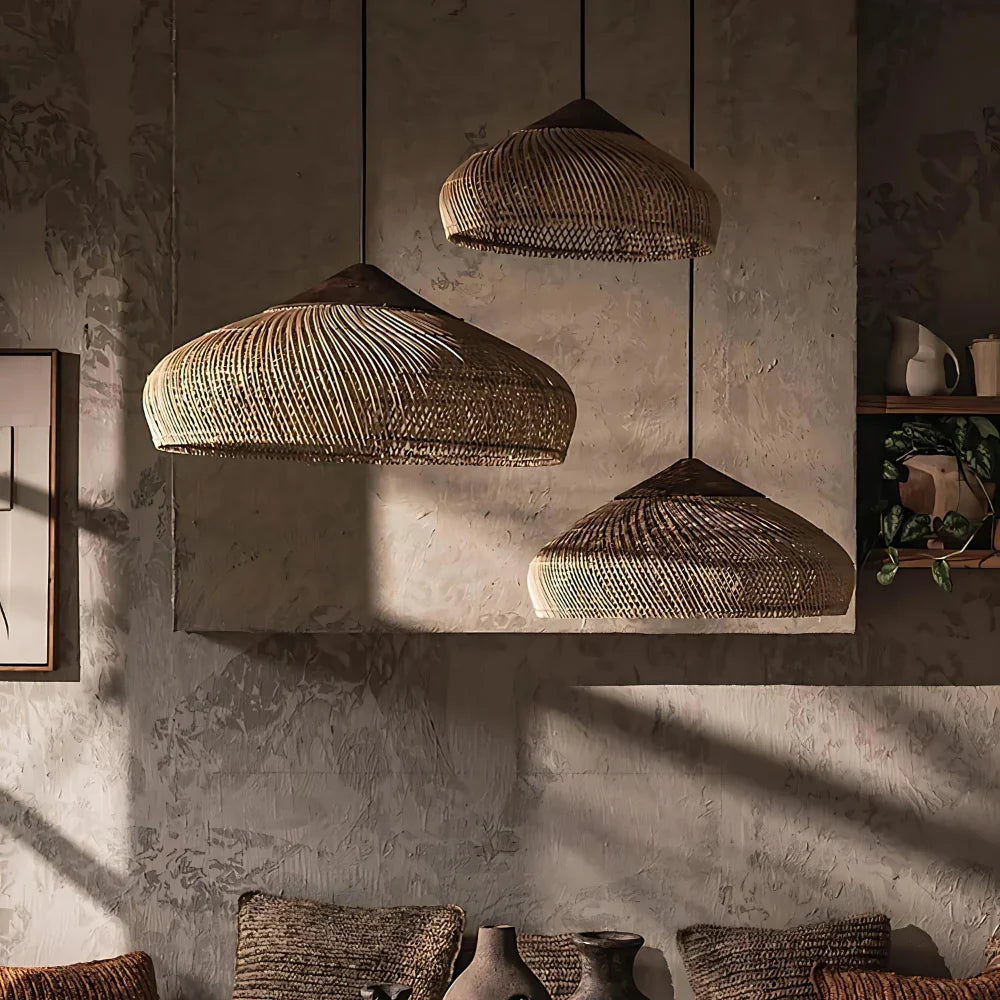 Bohemian Rattan Woven Dome Pendant Light 1-Light