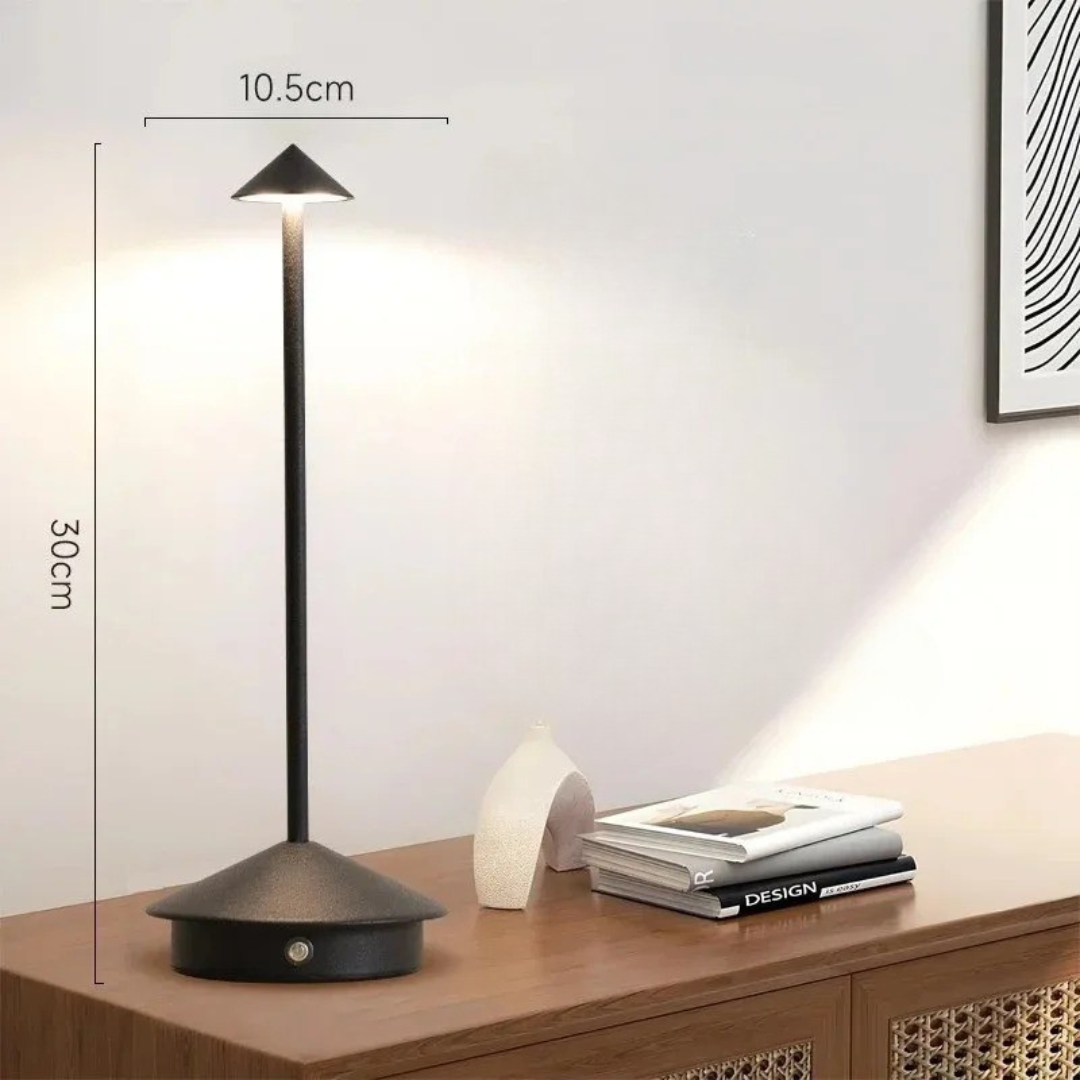 Contemporary Aluminium Cone LED Rechargeable Table Lamp 1-Light