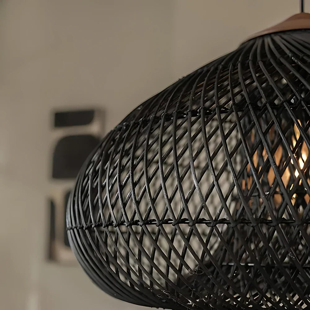 Contemporary Rattan Woven Dome Pendant Light 1-Light