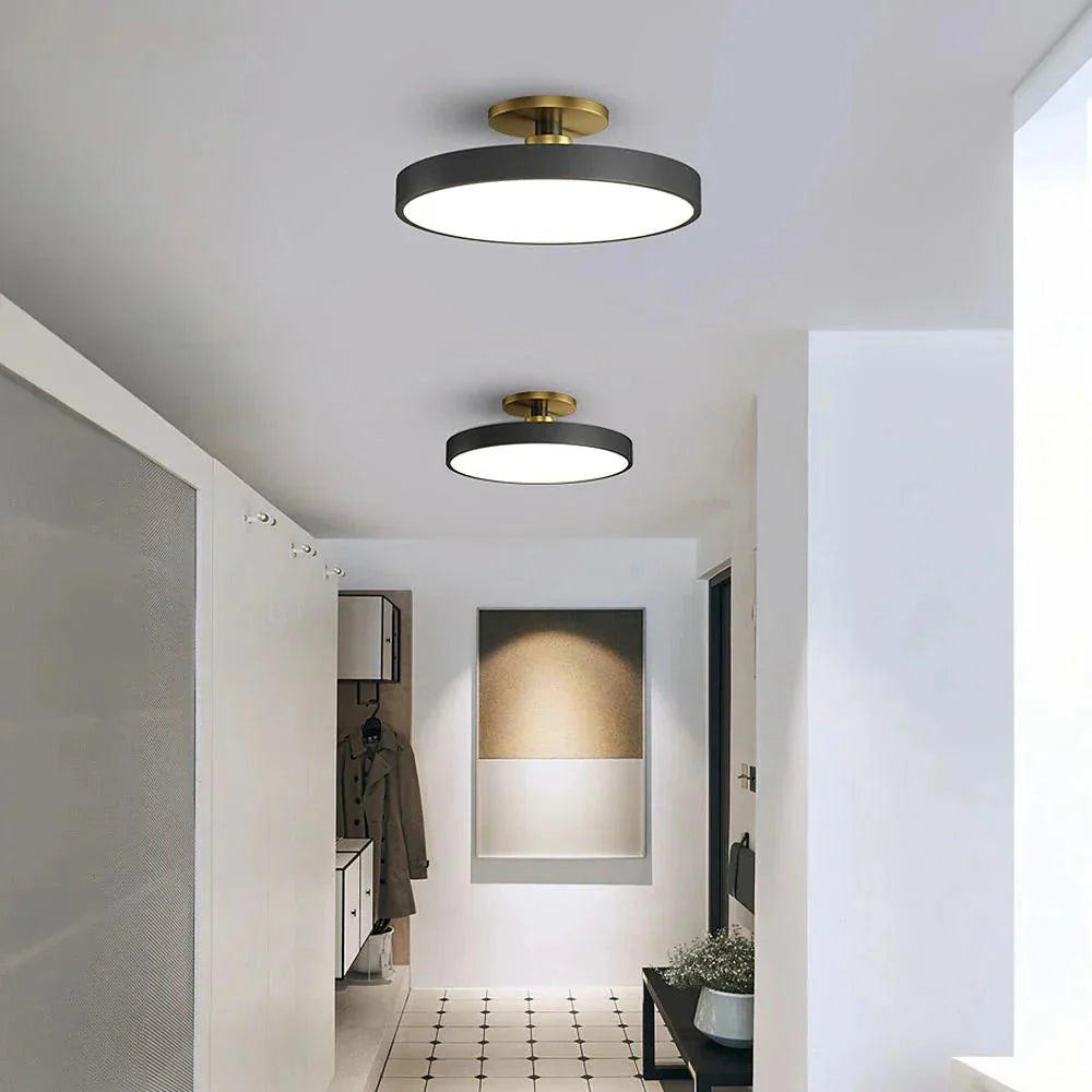 Contemporary Brass Round LED Ceiling Light 1-Light
