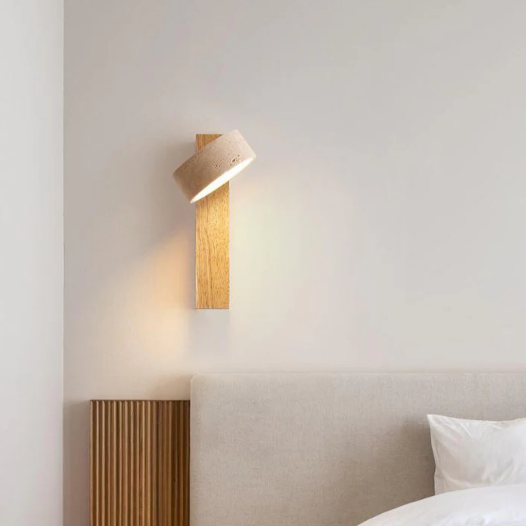 Wabi-sabi Travertine Wood LED Wall Sconce 1-Light