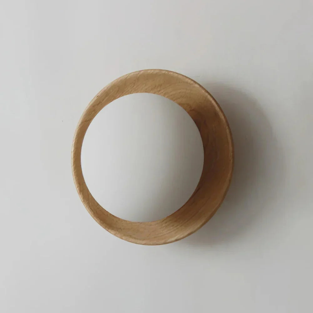 Nordic Wood Globe Shade Wall Light 1-Light