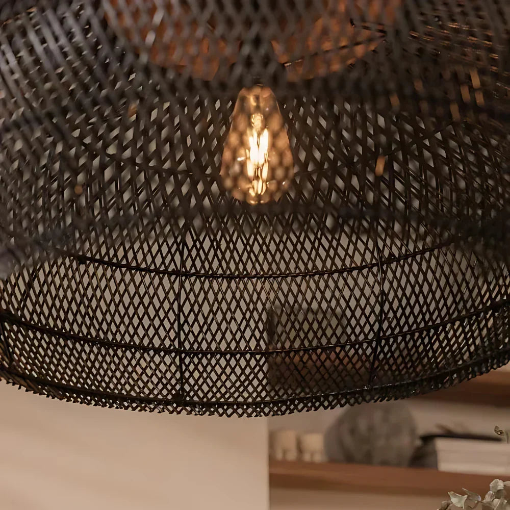 Bohemian Rattan Hand-Woven Dome Pendant Light 1-Light