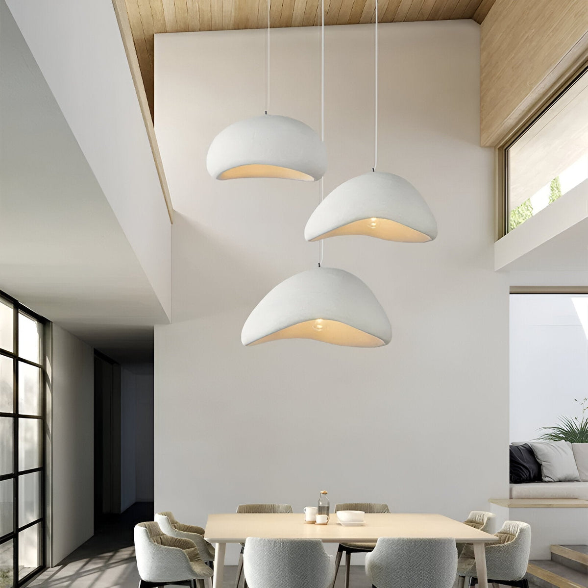 Wabi-Sabi Polystyrene Spherical Dome Pendant Light 1-Light