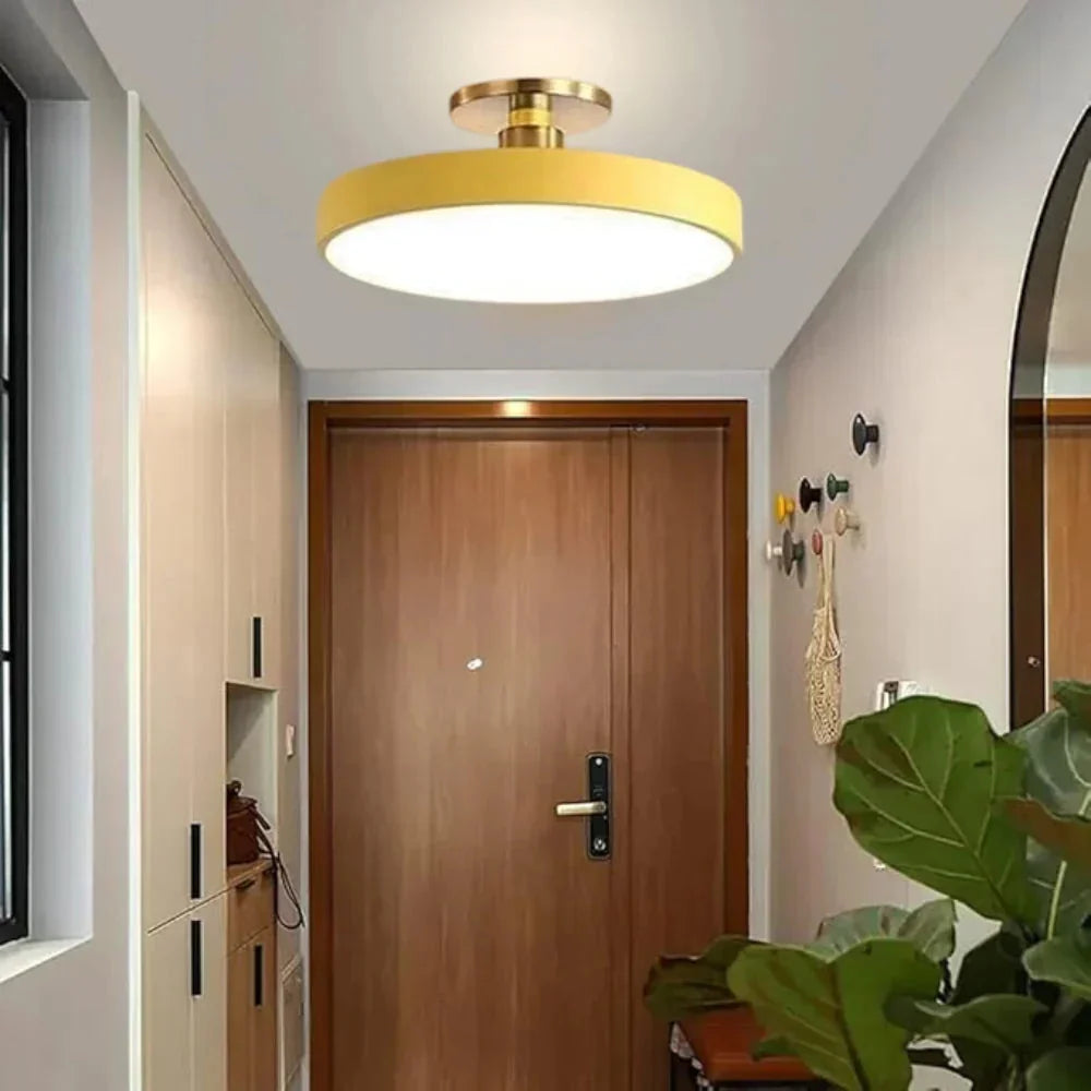 Contemporary Brass Round LED Ceiling Light 1-Light