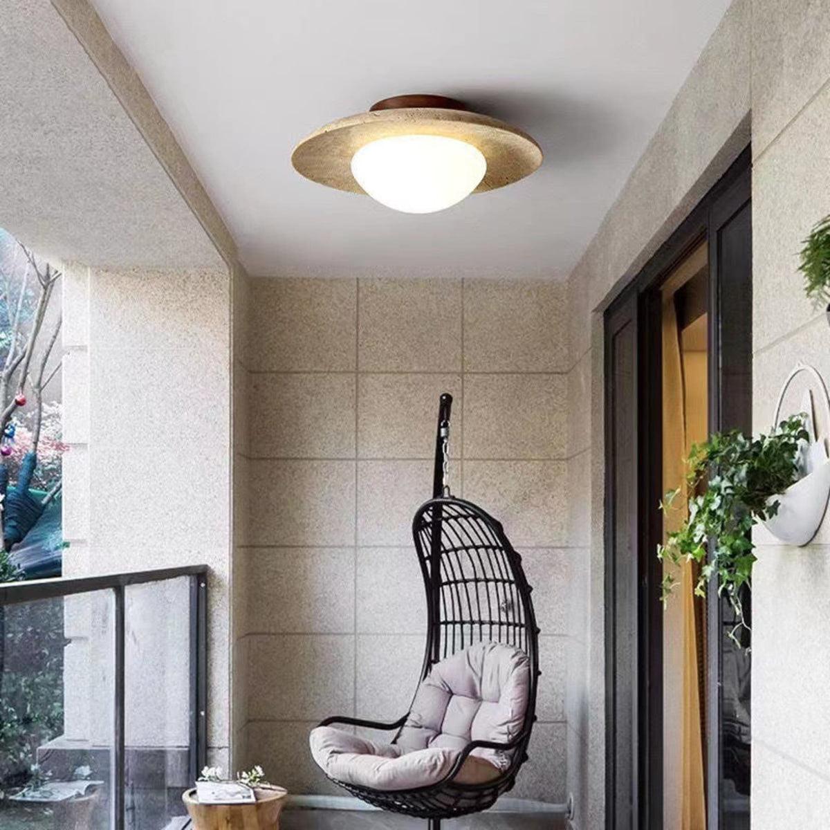 Modern Travertine Ceiling Light 1-Light