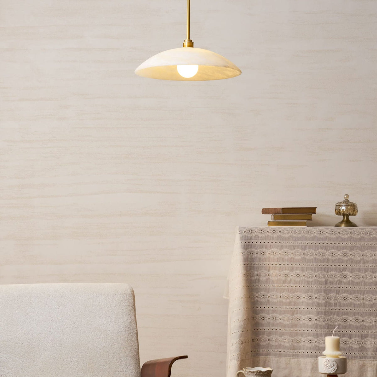 Modern Marble Copper Pendant Light 1-Light