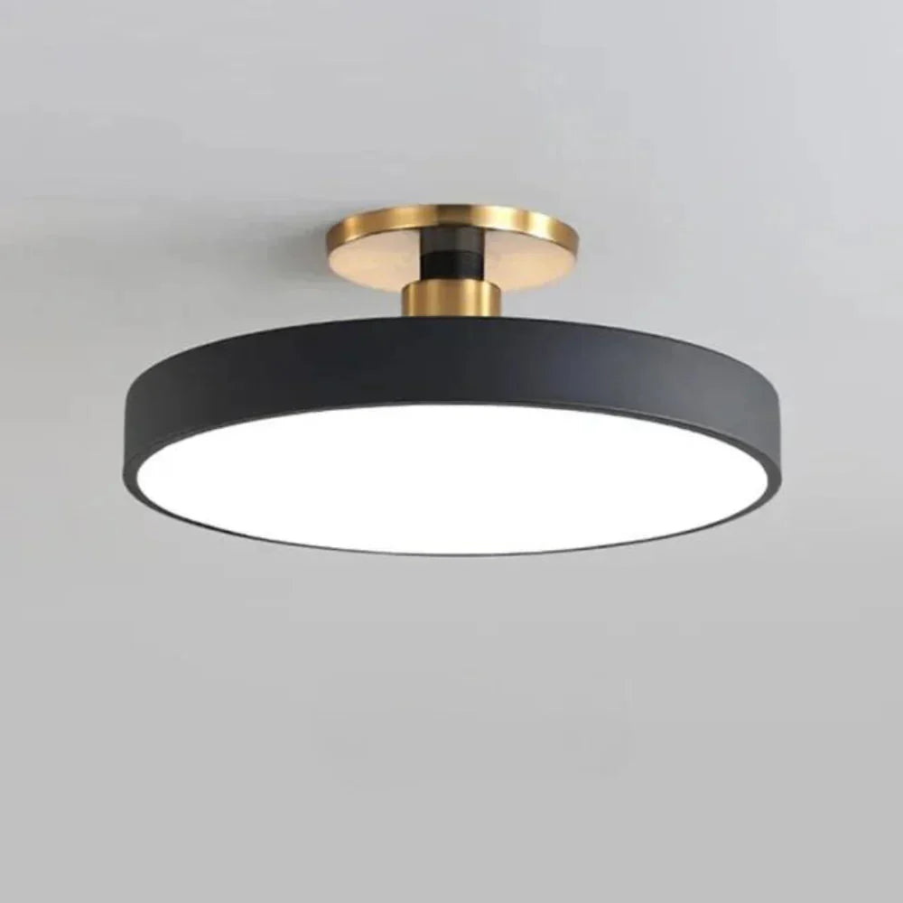 Contemporary Brass Round LED Ceiling Light 1-Light