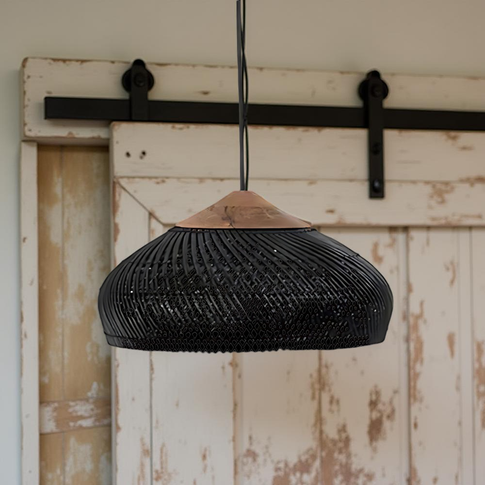 Bohemian Rattan Woven Dome Pendant Light 1-Light