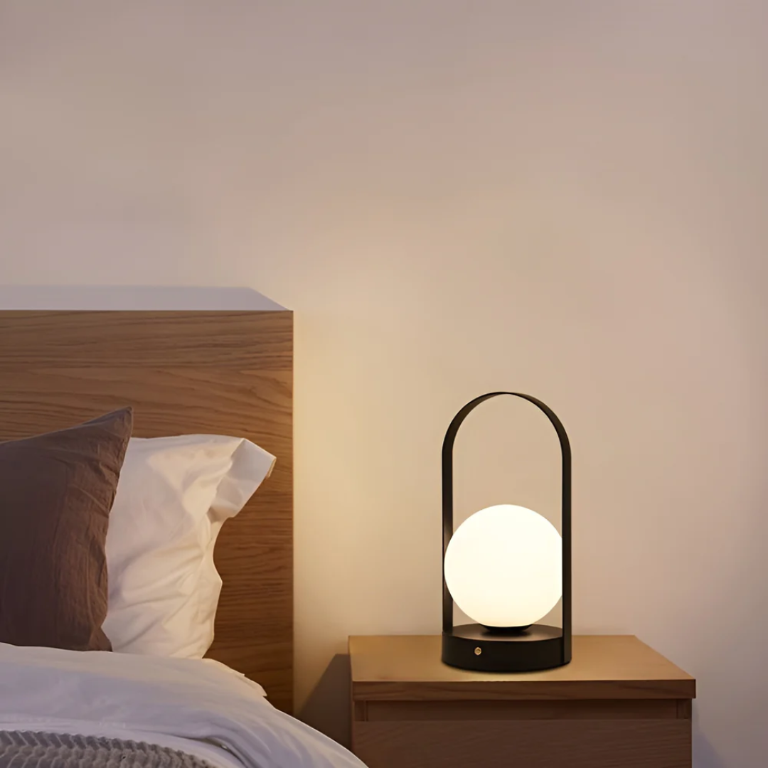 Contemporary Metal and Glass Globe LED Rechargeable Table Lamp 1-Light