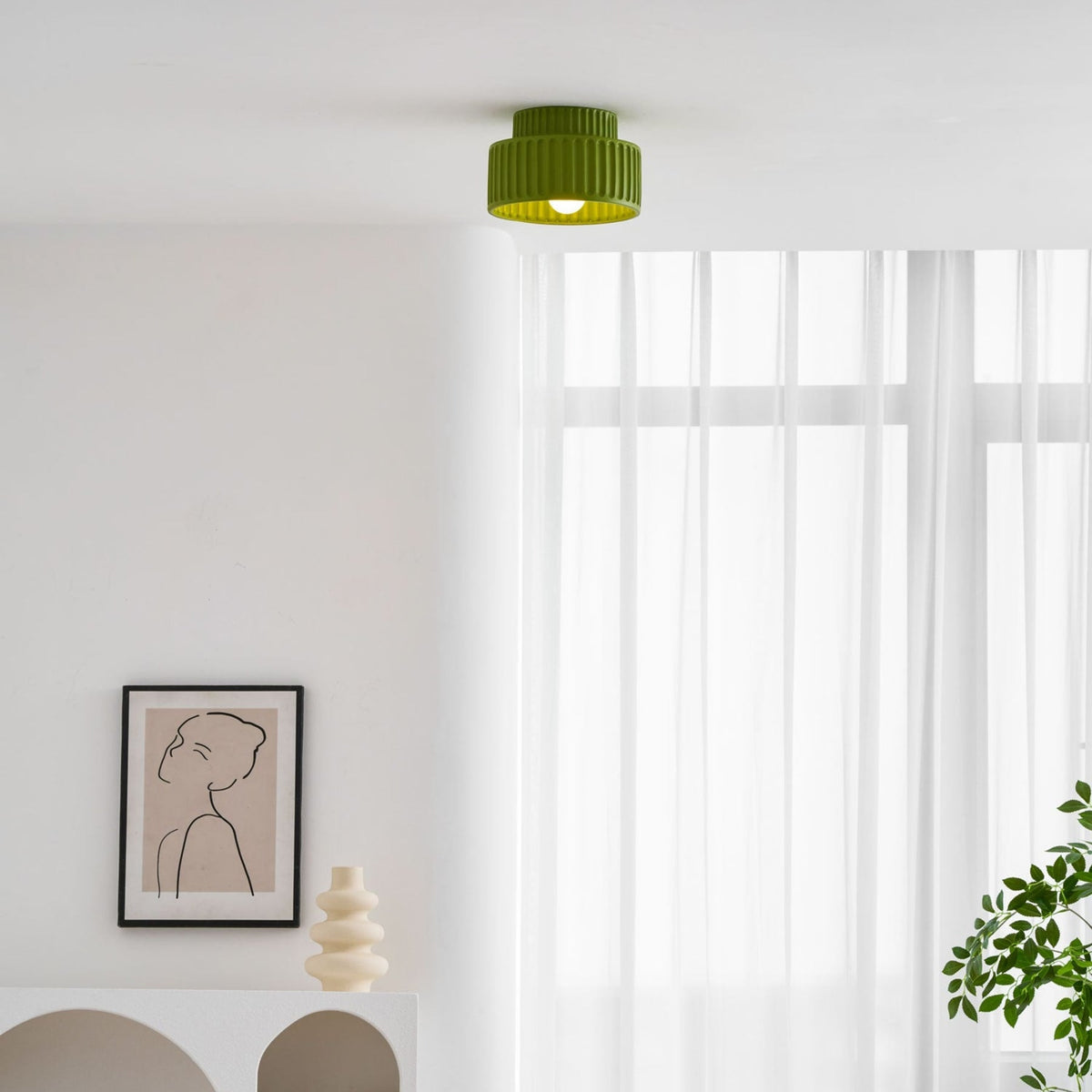 Modern Resin Semi-Flush Ceiling Light 1-Light