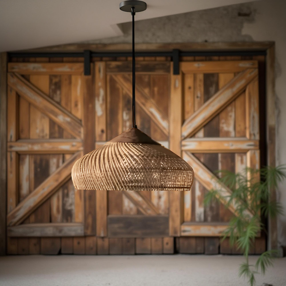 Bohemian Rattan Woven Dome Pendant Light 1-Light