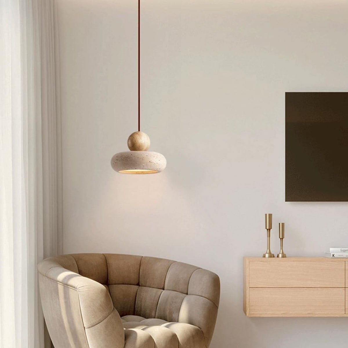 Modern Stone Pendant Light 1-Light