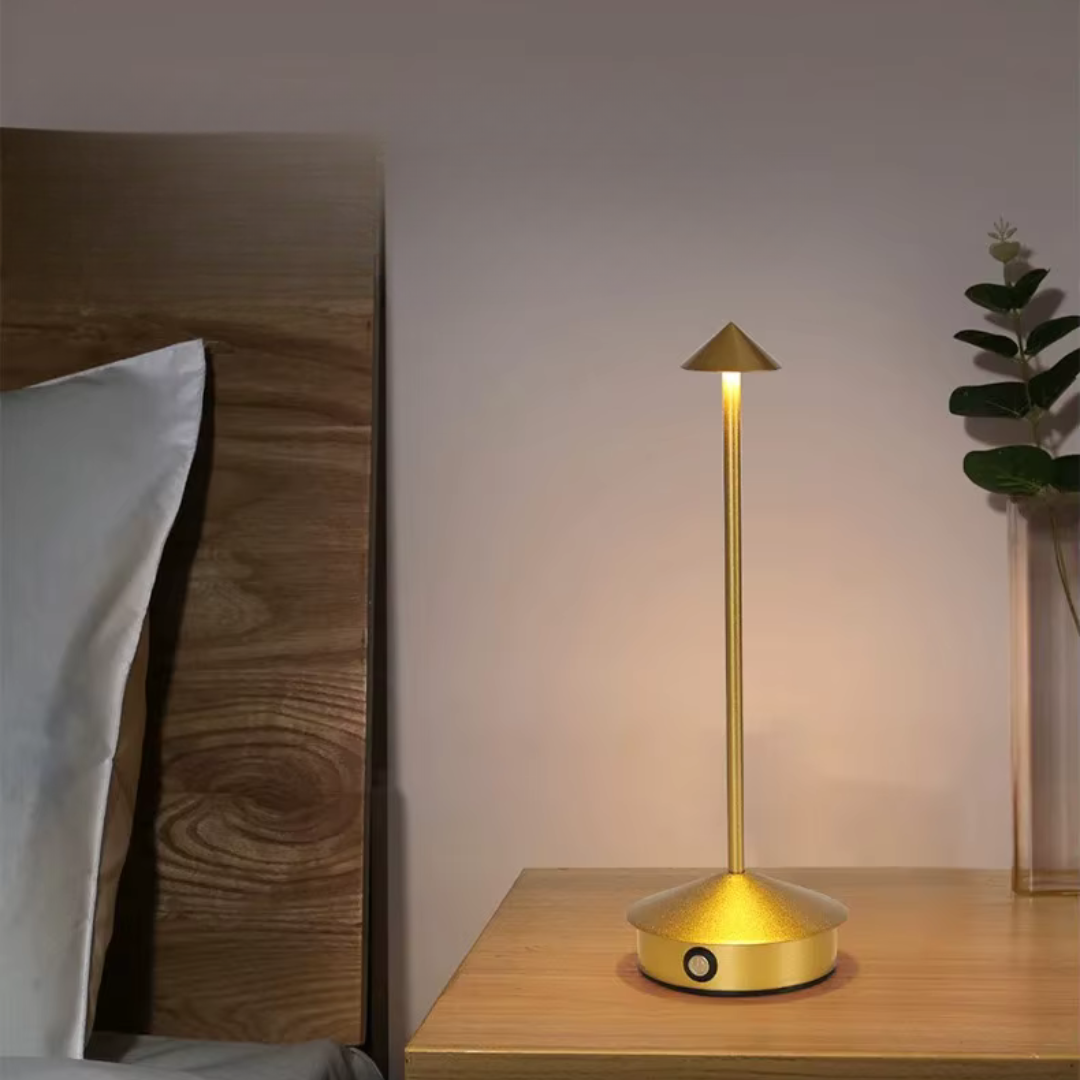 Contemporary Aluminium Cone LED Rechargeable Table Lamp 1-Light
