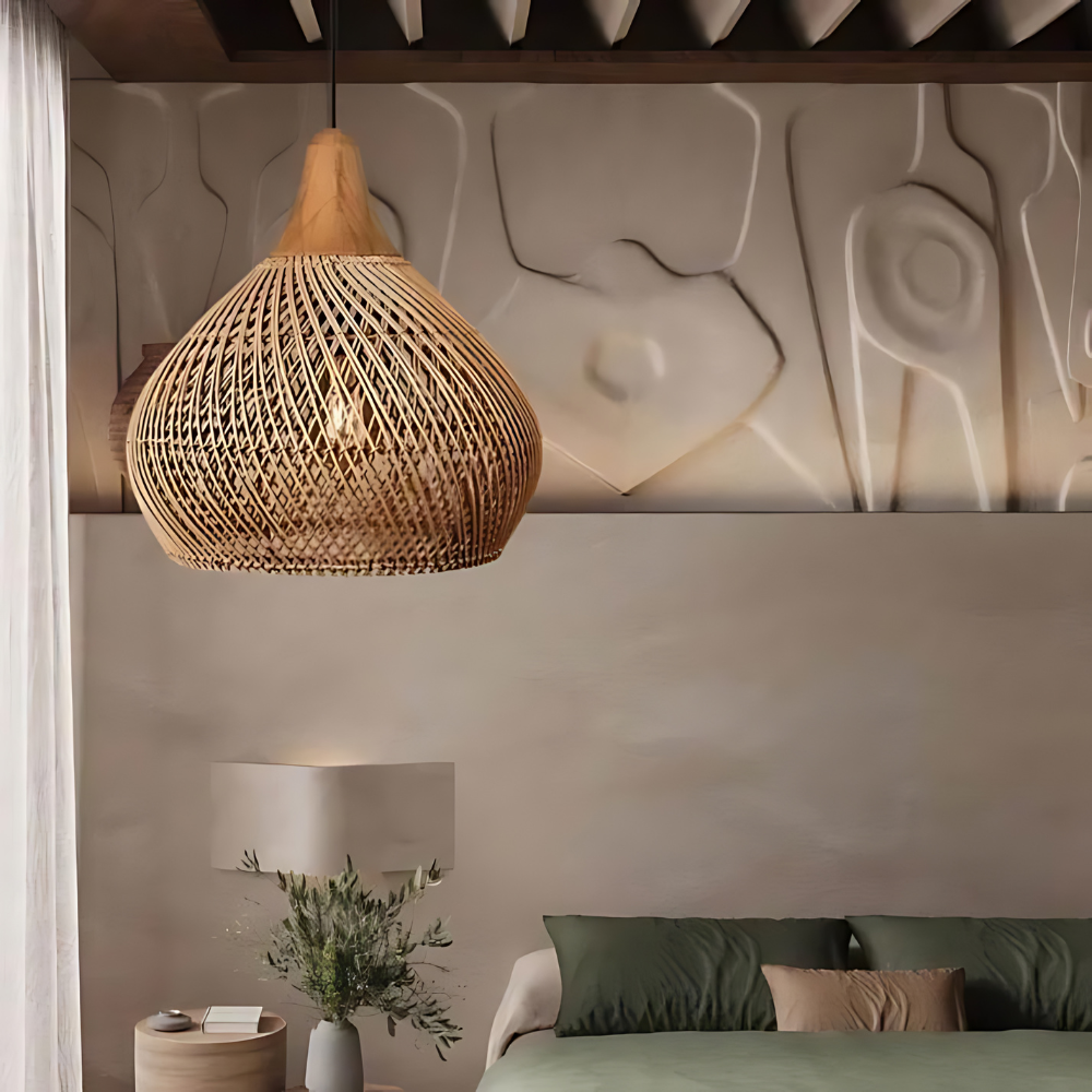 Bohemian Rattan Hand-Woven Dome Pendant Light 1-Light