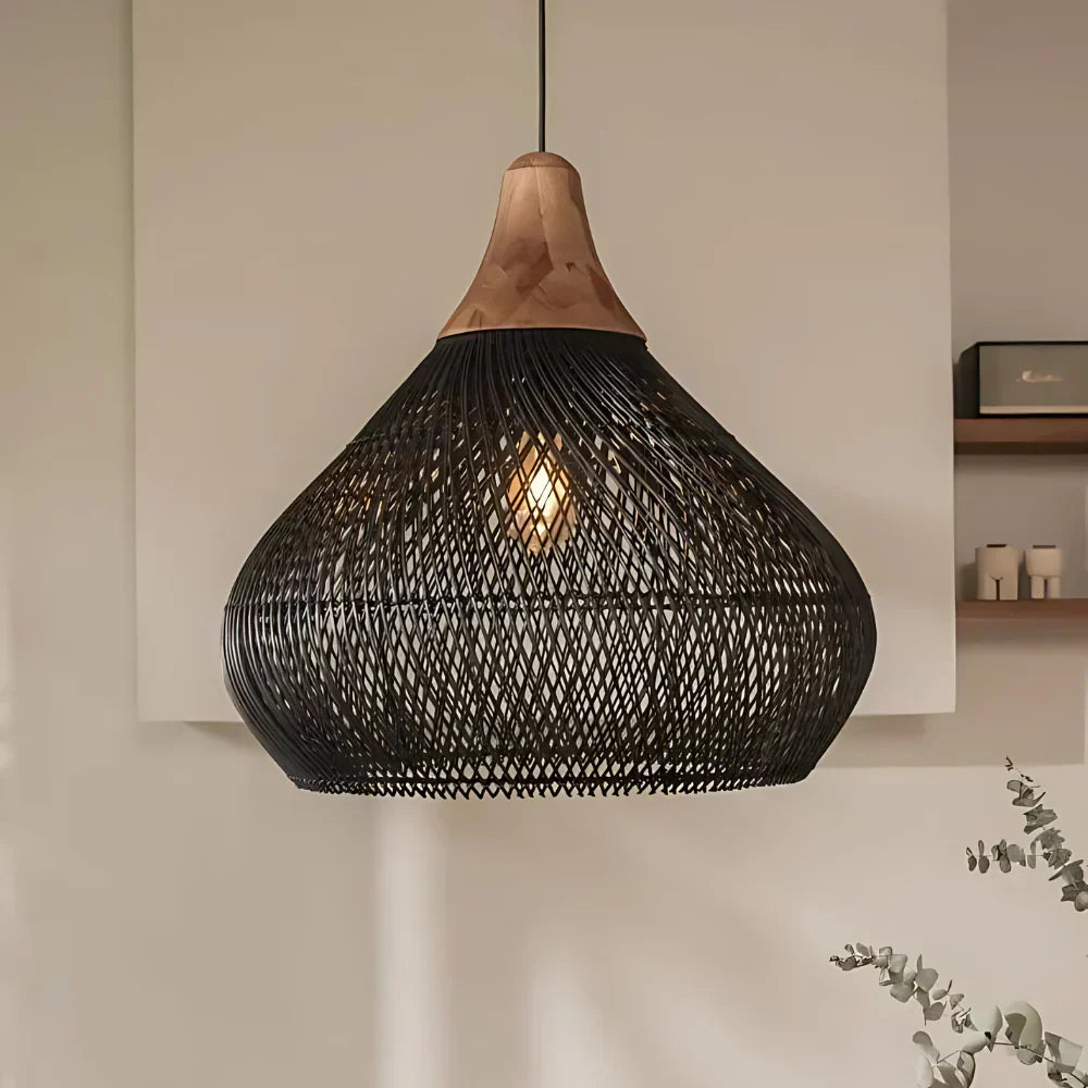 Bohemian Rattan Hand-Woven Dome Pendant Light 1-Light