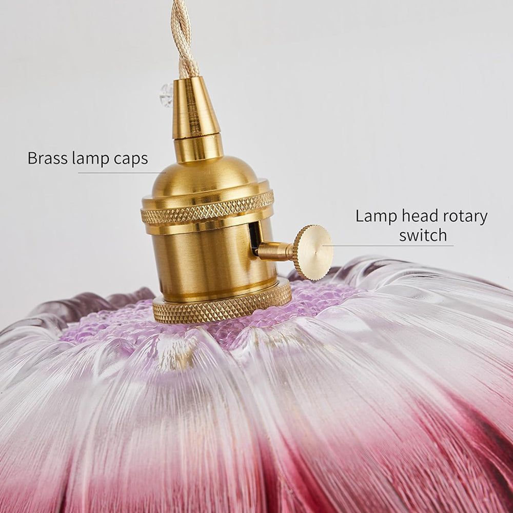 Retro Glass Fluted Shade Pendant Light 1-Light