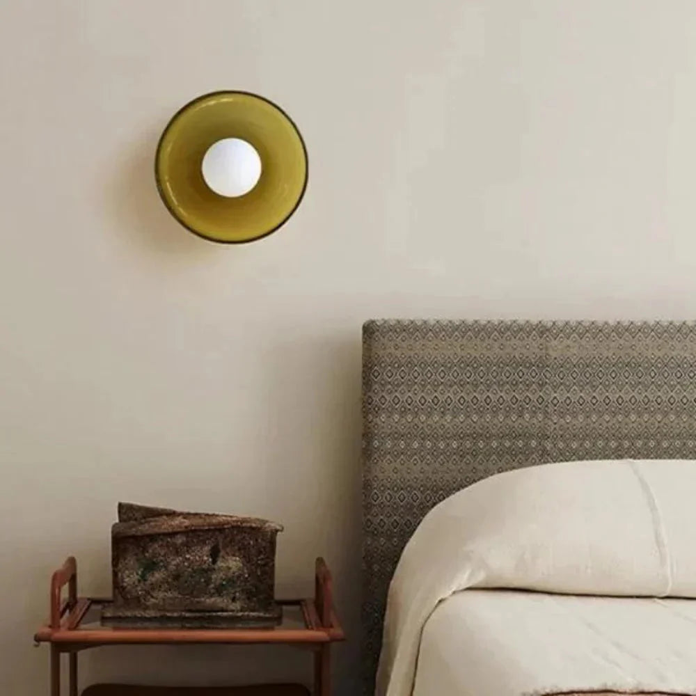 Nordic Glass Olive Disc Wall & Ceiling Light LED 1-light
