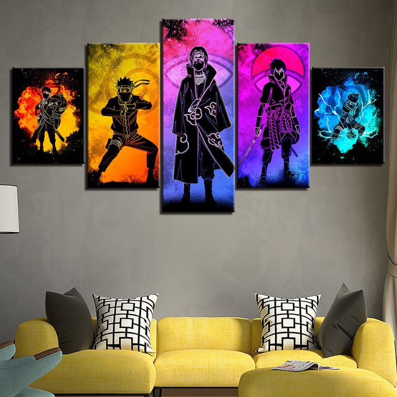 Abstract Canvas Anime Wall Art – 5 Piece Set