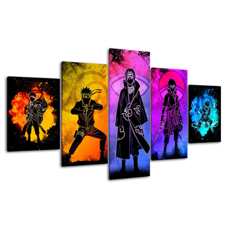 Abstract Canvas Anime Wall Art – 5 Piece Set