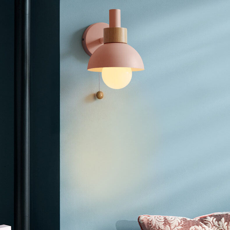 Nordic Wood & Metal Globe Wall Sconce LED 1-light