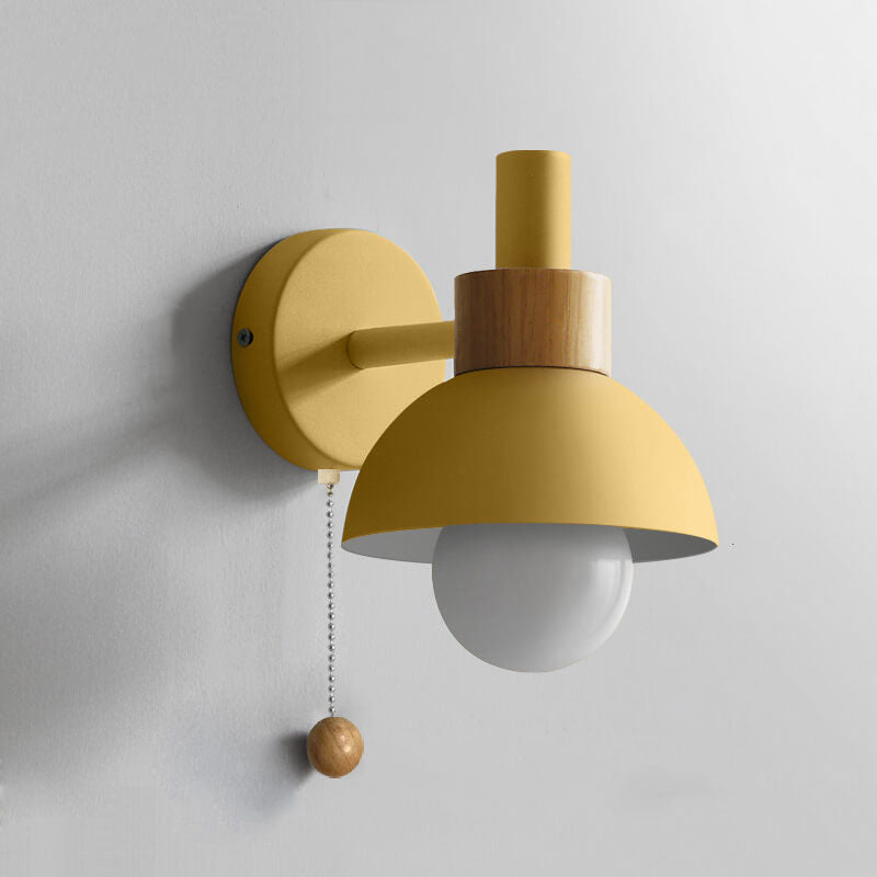 Nordic Wood & Metal Globe Wall Sconce LED 1-light