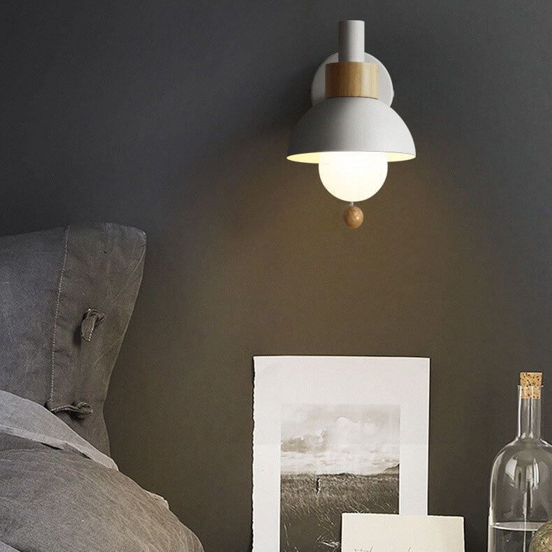 Nordic Wood & Metal Globe Wall Sconce LED 1-light