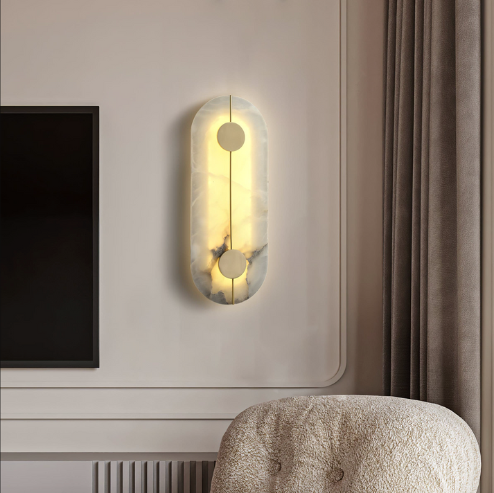 Modern Scandinavian Marble Round Wall Sconce LED 1-Light