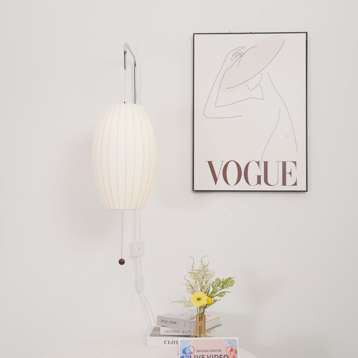 Contemporary Polymer Pull Chain Wall Light 1-Light