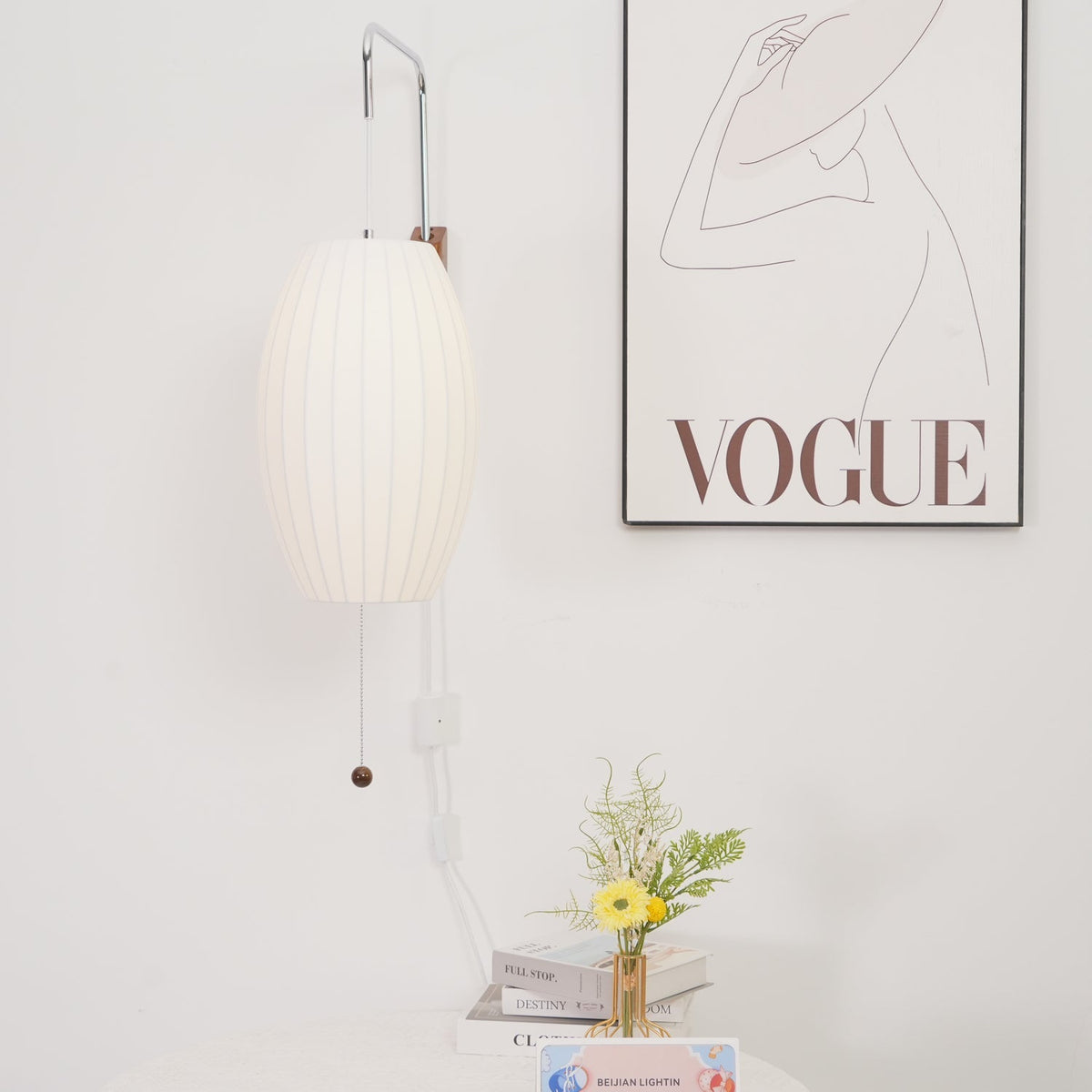 Contemporary Polymer Pull Chain Wall Light 1-Light
