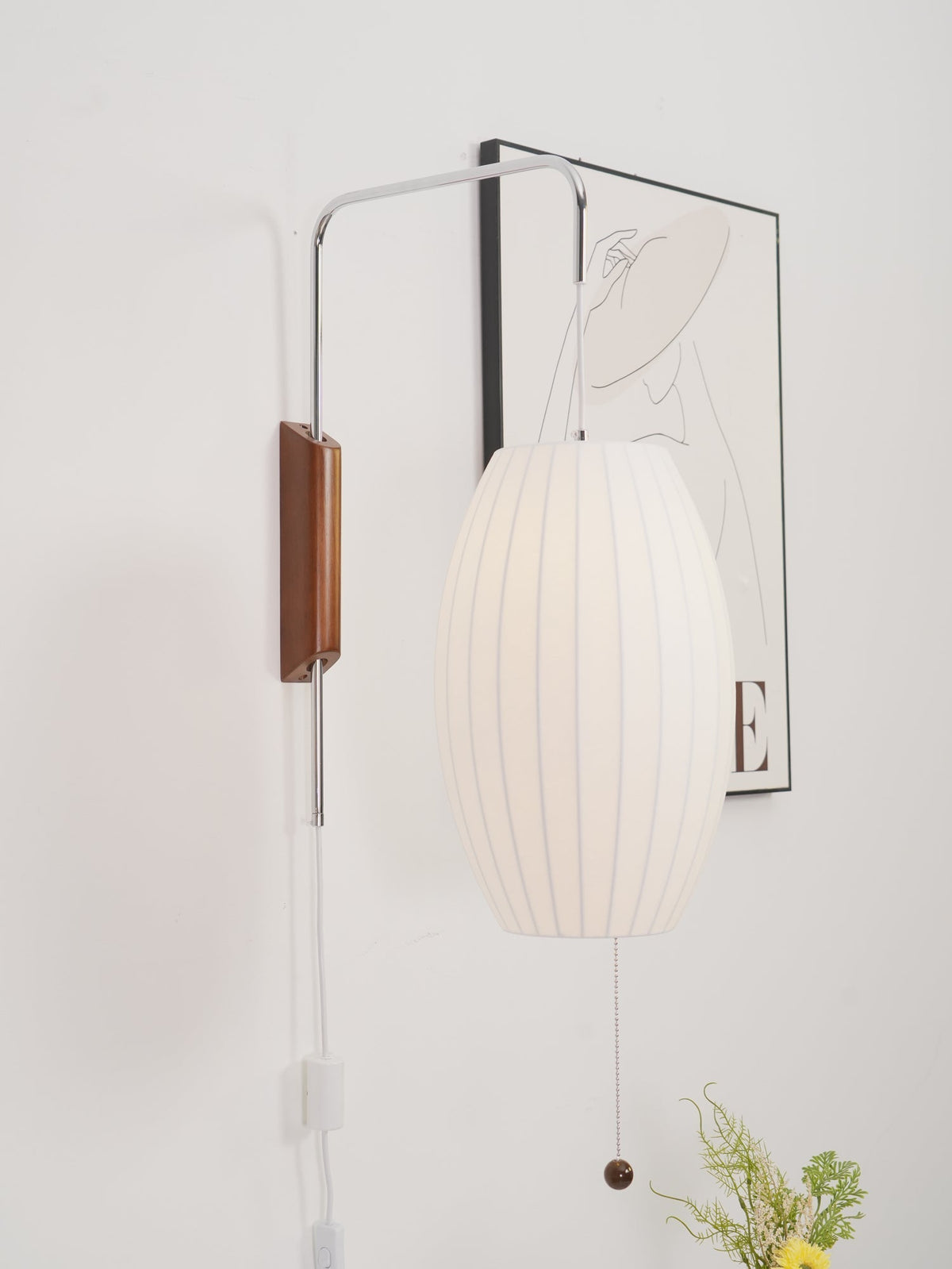 Contemporary Polymer Pull Chain Wall Light 1-Light