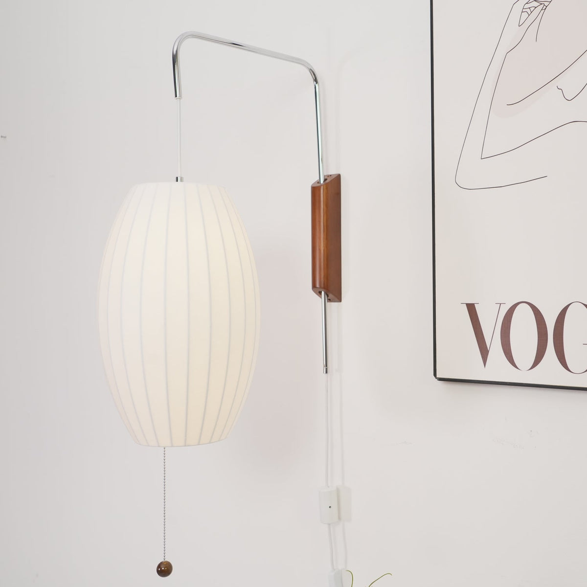Contemporary Polymer Pull Chain Wall Light 1-Light